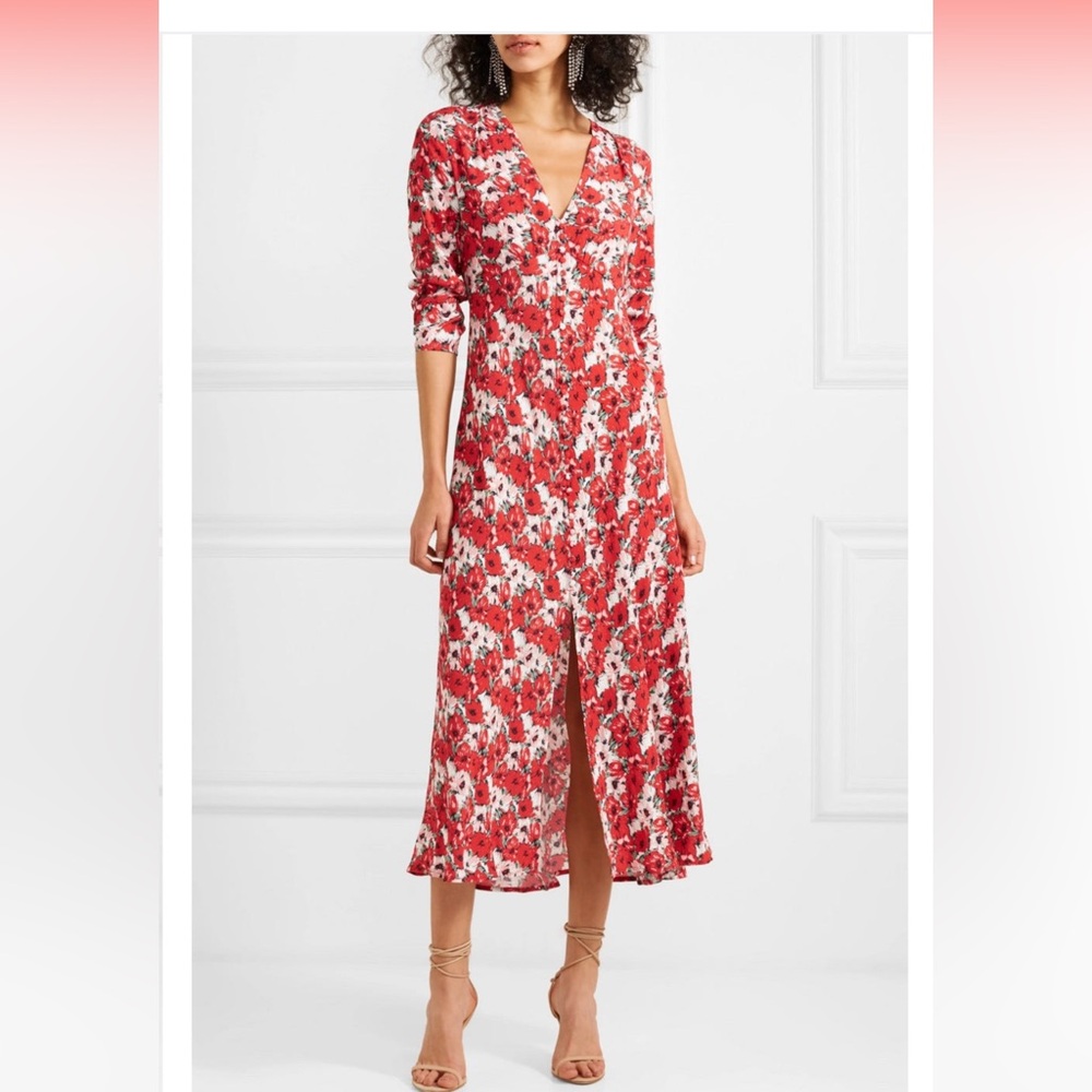 RIXO Red and White Floral Dress